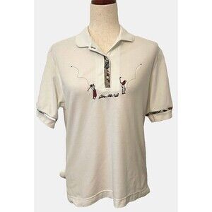 Vtg TAIL Golf Polo Shirt Women's M White Embroidered Golfers Floral USA Made